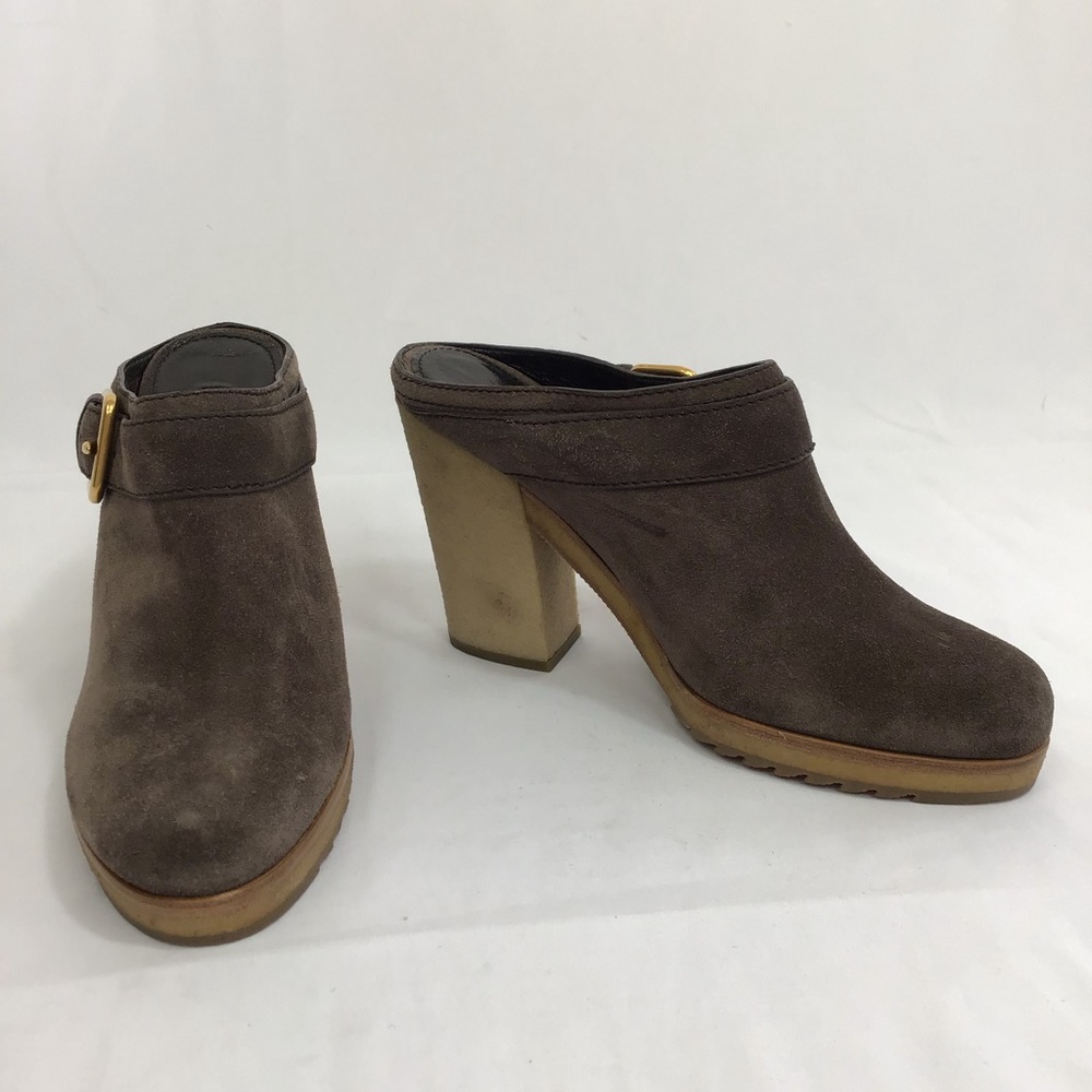 Prada Brown Suede heeled slides